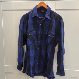 100% cotton Deerskin Blue and Black Plaid Flannel Shirt Jacket